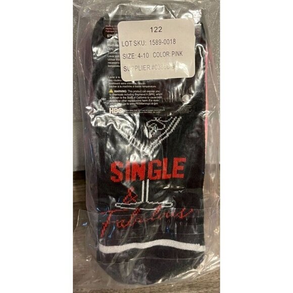 HBO 6 Pairs Pink-Black Sex And The City Graphic Low-Cut Socks -Size 6-10 - Picture 4 of 5